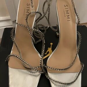 Silver Strappy Heels